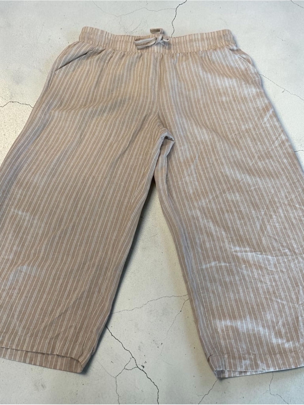 Zac & Rachel Linen Blend Striped Wide Leg Pants Beige Size L - Picture 2 of 6
